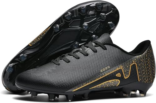 Kmrlofiy Fotbollsskor, herr, spike, mikrofiber, cleats, professionella fotbollsskor, barn, ungdomar, utomhus, sport, sport, träningsskor, sportskor, Svart 2, 37 EU