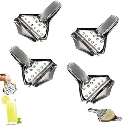 Lot de 4 Inox Presse Citron Manuel Presse Tranche Citron Manuel Lemon Squeezer Presse Agrumes à Levier Manuels de Cuisine pour PastèQue Citron PêChe