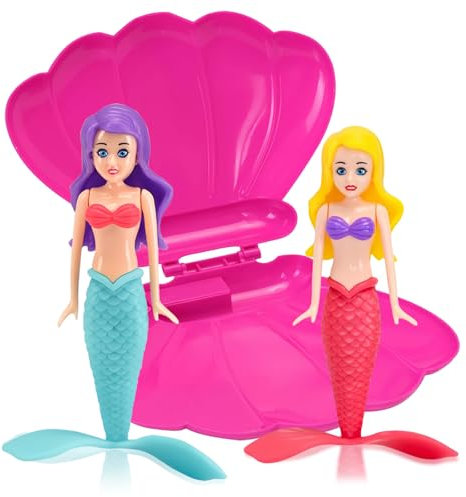 Lot de 2 Sirène avec Coquille Chaud Rose Jouets de Plongée pour Piscine,Sinkers Sirène pour Enfants Jouets Piscine,Petites Sirènes Jeux Piscine Cadeau pour Enfant Fille 3-12Ans Entraînement sous-Marin
