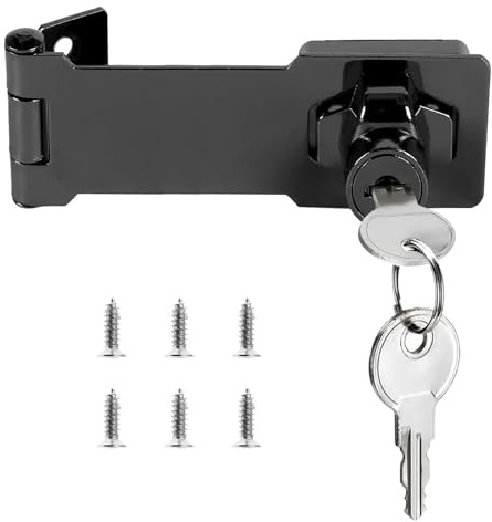 Schrank Schloss, 100mm (4in) Überfalle Abschließbar mit Schlüsseln, Rostfreie Stähle Hasp Lock Vorhängeschloss Torriegel, Möbelschloss mit Schlüssel Schloss Vorrichtung(Schwarz)