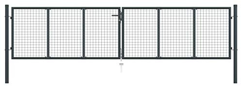 Cancello da Giardino in Acciaio Zincato, con Chiusura Sicura e Design Moderno, Cancello per Recinzione, Portoncino Ingresso Esterno, per Giardino e Cortile, Colore Antracite, 400 x 150 cm