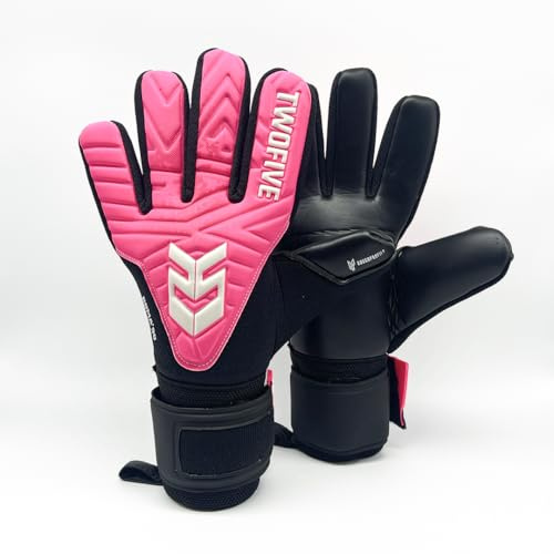 TWOFIVE – Roma’90 Pink Basic – Personalizables – Guantes Entrenamiento Resistentes - Niño/Unisex – Palma Rough Profile Duradera – Corte Negativo (Talla 6)