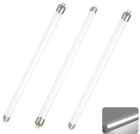 Tubo Fluorescentes T5 14W, Tubos Fluorescentes T5 G5 14W 549mm, Blanco Frío 6000K, AC 220V Bombillas CFL de Bajo Consumo 1156LM, Sin Parpadeo, Para lLces de Emergencia y Luces de Tira, Paquete de 3