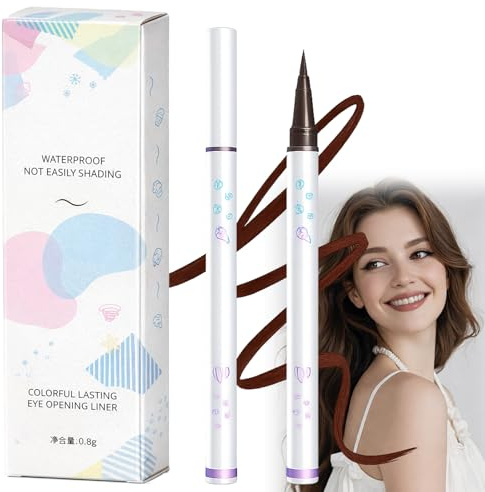 Waterproof Liquid Eyeliner Pen For All-Day Long-Lasting Wear With Ultra-Fine Brush Tip - Highly-Pigmented Smudge-Proof Formula For Sensitive Skin, Waterline & Contact Lenses (Natural Brown)