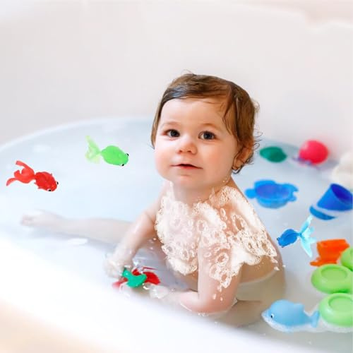 Jouet de Bain de pêche – de pêche pour Salle de Bain, Jeu de Capture de Poisson Flottant avec Figurines d'animaux Aquatiques, Jouet de Plage pour de Piscine pour , activité d'é