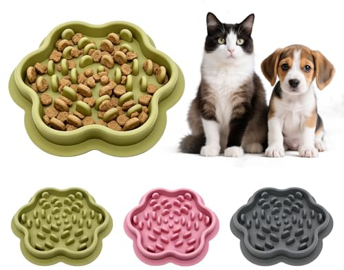 3 stycken anti-sling skål hund, långsam matare hund, silikon | 3 silikonskålar, BPA-fria, halkfria, 21 × 21 × 2,2 cm, för torrt och vått foder, för hundar och katter.