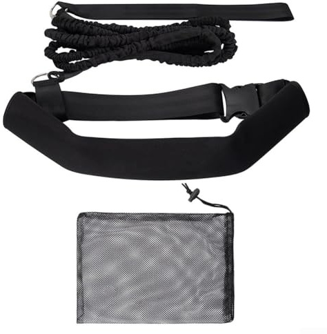 Posheliox Cinturón de entrenamiento de natación, correa de resistencia acuática para nadar en el lugar, arnés de neopreno ajustable entrenamiento estacionario, cuerda elástica de hasta 45 pulgadas de
