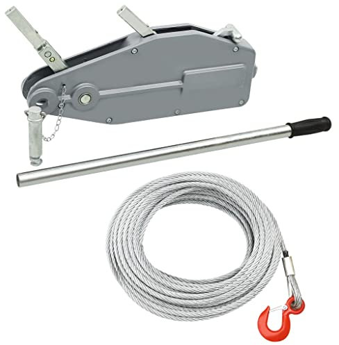 vidaXL Cabrestante Elevador de Cable Polipasto Tracción Tensión Elevación Mano Palanca Manual Gancho Seguridad Protección contra Sobrecargas 800 kg