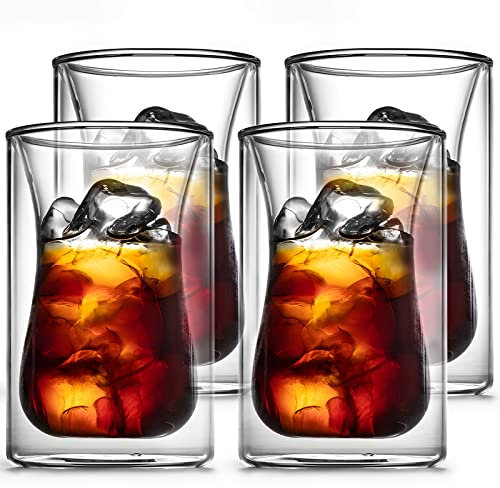 YY Lot de 4 tasses à thé turques 120 ml – Double paroi en verre transparent – Petite tasse à café turc – Cafe Latte Espresso ou cappuccino