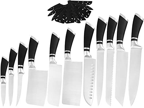Juego de cuchillos de cocina de acero inoxidable Conjunto de cuchillos antideslizantes Tajado Santoku Cuchillos Sushi Peces Sashimi Herramientas (Color : A.11pcs set)