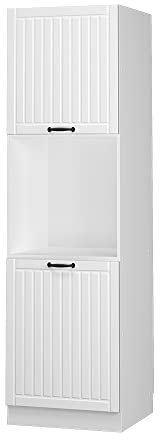 Vicco Herdumbauschrank Fame-Line, Herdschrank, Weiß Landhaus/Weiß, 60 cm offen