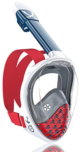 QingSong Kids Snorkel Mask Full Face, Snorkeling Set with Camera Mount, 180 Degree Panoramic View Snorkeling Gear Anti-Fog Anti-Leak