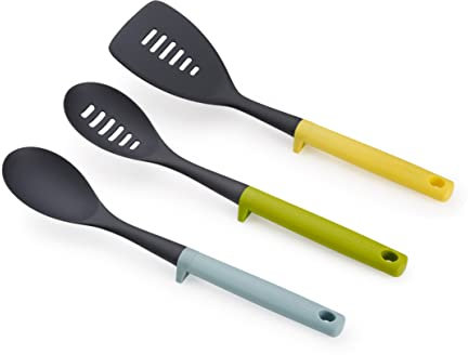 Joseph Joseph Duo 3-piece Utensil Set with integrated tool rest, Hygienic Cooking Kitchen Utensils Set for use with non-stick cookware, Opal