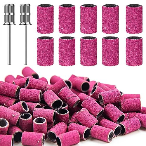 100 Pezzi Nastri Abrasivi Manicure, 180# Levigatura Bande, Bande Abrasive con Punte per Fresa Unghie per Pedicure del Manicure del Trivello del Unghie Macchina, Rosa