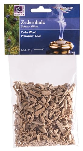 Zedernholz 25 g - Räucherwerk Duftende Hölzer, Kräuter, Blüten zum Räuchern auf Sieb und Holzkohle Naturreine Räucherstoffe für Entspannung, Reinigung
