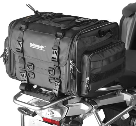 Rhinowalk - Borsa posteriore per moto, impermeabile, per tutte le stagioni, borsa per portabagagli, borsa da viaggio, 45 l, colore nero
