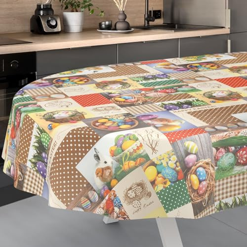 Vaxduk bordsduk tvättbar vaxduk vaxduk trädgårdsduk utomhus inomhus oval 220 x 140 cm skärkant ostara
