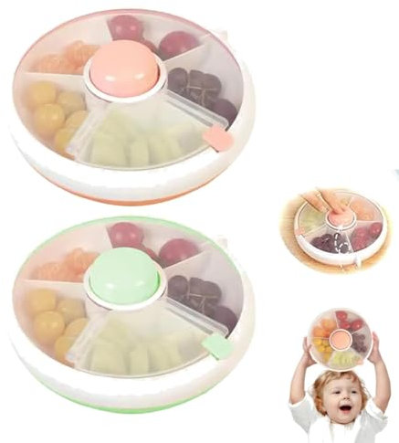 Snack Spinner Rotierende Aufbewahrungsboxen Kinder Tragbare Melone Süßigkeiten Samen Organizer Snackbehälter Brei Einfrieren Behälter Snackbox mit Fächern, Knopf für unterwegs (A+B)