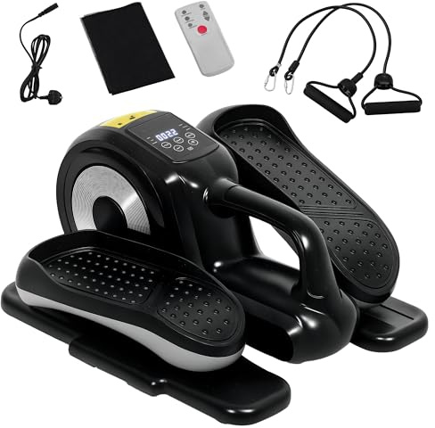 SPORTNOW Elliptique de Bureau, vélo elliptique électrique avec télécommande et écran LCD, 12 Vitesses réglables, pédalier électrique avec Tapis antidérapant, Noir