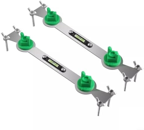 Indicateur de niveau de tuyau d'eau en métal réglable pour douche - Dispositif de fixation en acier inoxydable - Outil d'installation avec niveau à bulle pour alignement des tuyaux chauds et froids