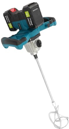 Set di miscelatori elettrici a mano per calcestruzzo, miscelatore per malta a batteria, 21 V, 1200 W, 65 Nm, regolazione a 6 marce, 0 – 580/0 – 280 giri/min, motore brushless, 2 batterie per