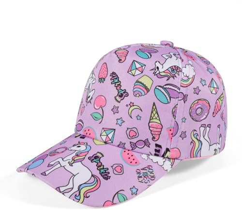 QKURT Girls Baseball Cap Sun Hat Cute Cartoon Patterns, Trucker Cap Kids Summer Bucket Hat Children Sun Protection Beach Caps Toddler Adjustable Fisherman Hats Outdoor Play Hats for 2-8 Years Old