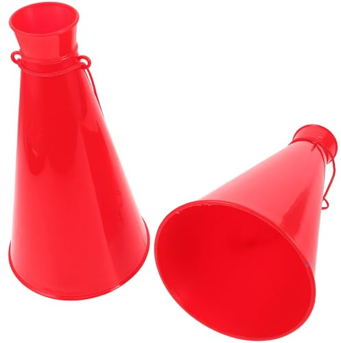 SUPVOX 2 Pezzi Megafono Rumorista in Plastica Rossa per Feste e Sport, Tromba Portatile Leggera per Tifo e Celebrazioni, Corno da Tifo Compatto per Eventi All’aperto