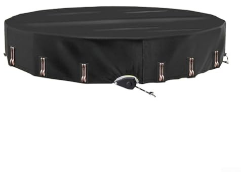 Cubierta redonda de bajo consumo para piscina con trinquete patentado de ajuste rápido para piscinas sobre el suelo, construcción de tela Oxford resistente al desgarro (10 pies)