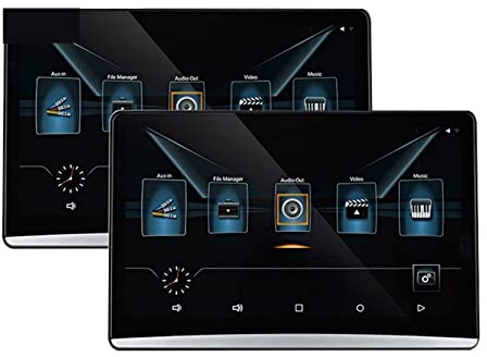 IPS 4K HD1080P Bil Nackstödsmonitor WIFI/HDMI/USB/TF/BT RAM 2GB ROM16GB Spegling/Miracast APP Ladda ner Barn film(2PCS)
