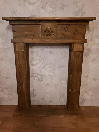 Wolkenstube Cheminée décorative marron vieilli, console de cheminée, bordure de cheminée marron (80 cm de largeur)