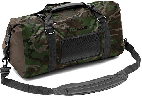 AquaQuest White Water Seesack (Duffel) 50 L – 100% wasserdicht, strapazierfähig, vielseitig, bequem – robuster Packsack – Camo (Tarnmuster)