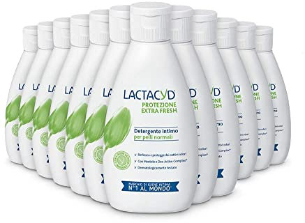 Lactacyd Protezione ExtraFresh, Detergente per l'Igiene Intima, Pelli Normale, Offre Freschezza Prolungata ed Aiuta a Prevenire i Cattivi Odori, Dermatologicamente Testato, 300 ml, 12 Pezzi