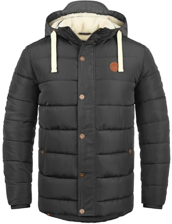 Blend Frederic Herren Winterjacke Steppjacke Lange Jacke gefüttert mit Abnehmbarer Kapuze, Größe:3XL, Farbe:Black (70155)
