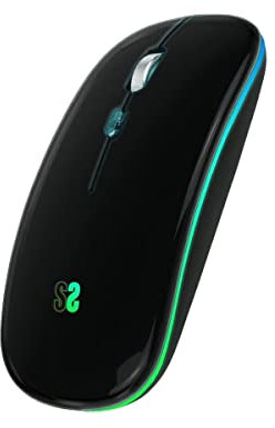 SUBBLIM Ratón Inalámbrico Led Dual Flat Mouse Negro Luz Led Conexión Dual Slim & Ergonómico