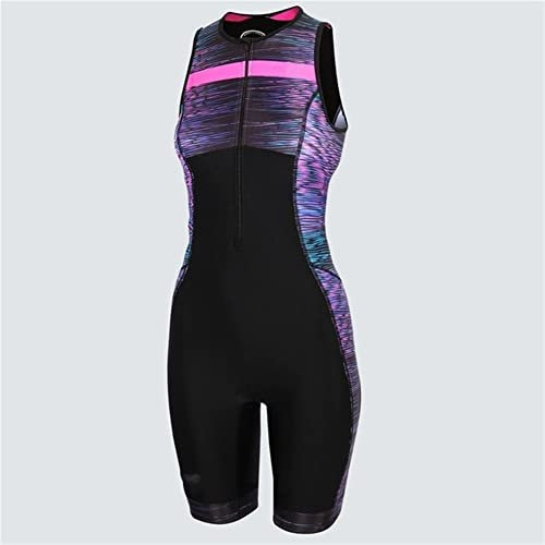 Radtrikot, Triathlon-Anzug, Damen-Radsport-Anzug, einteiliger Sommer, ärmellose Badebekleidung, Schwimmkleidung, Bodysuit-Overall mit Gel-Pad (Farbe: 1, Größe: