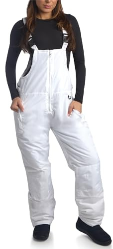 Arctic Hero Womens Snow Bibs - Waterproof Insulated Snow Pants Womens Overall Snowboarding Cold Weather Ski Pants, Size Large, White