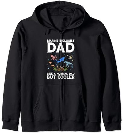 Marine Biologist Cooler Dad Ocean Life Marine Biology Zip Hoodie