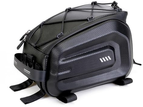 XinGeeek Borsa per portapacchi posteriore per bicicletta Wild Man da 4L, borse rigide per bicicletta, borsa per portapacchi posteriore, borsa a spalla MTB con cinghia riflettente