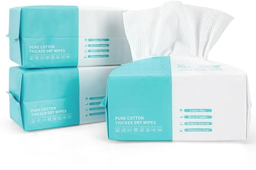 JANORS Engångshanddukar för torra ansikten – 240 ark biologiskt nedbrytbara och allergivänliga för sminkborttagning, hudvård, resor (3-pack)