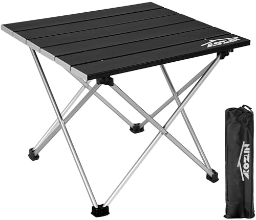 IPEB Tavolo da Campeggio Pieghevole in Alluminio Nero, Piccolo, Portatile, Adatto per Spiaggia, Picnic, Campeggio, Prato