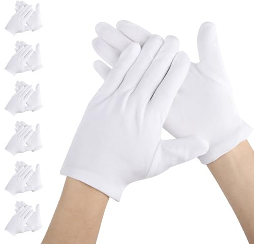 Segbeauty Guantes Algodon, 6 Pares Guantes de Algodon Dermatologicos, Guantes Hidratantes Manos Reutilizable, Guantes de Algodón para Hidratación y Reparación (M)