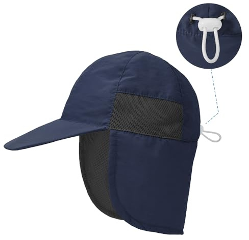 PONCEAU Baby Sonnenhut mit Nackenschutz, UV-Schutz 50+ Kinder Sommermütze, Schnelltrocknender Strandhut Atmungsaktiv, Verstellbarer Mütze für Mädchen & Jungen