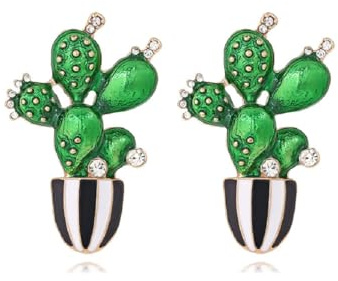 Boucles d'oreilles Cactus Vertes, Boucles d'oreilles Pendantes Plantes Vase Verts Pour Femme, Boucles D'oreilles Plage Bohème Cactus Vacances, Jolies Boucles D'oreilles Cactus Bijoux D'été Bohème