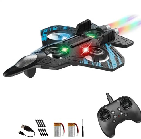 NMM Ferngesteuertes Flugzeug – Hochelastisches EPP, 4-Kanal Rc Flugzeug mit 360° Schwebeflug, Spielzeug für Kinder, LED Lichtshow, 2× Langlebige Akkus & Präsentbox