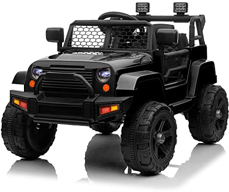 LEADZM Kinder Elektroauto, Elektroauto für Kinder 12V, 4 Eva Räder, 12V 7ah, Fernbedienung, Kinderauto Kinderfahrzeug (Sschwarz 1)