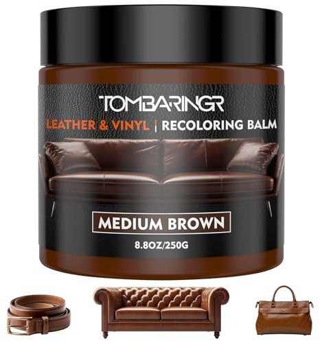 Kit Riparazione Pelle Marrone Medio - Crema Ricolorante e Balsamo Nutriente per Riparare Graffi, Crepe e Scolorimenti | Rinnova e Protegge Divani, Sedili Auto, Scarpe e Giacche in Pelle 250g