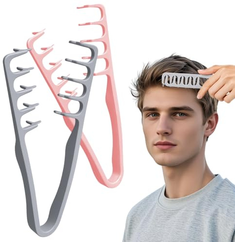 IWIDYA 2 Piezas Peine Texturizador Hombre - Peine de Dientes Anchos, Herramienta para Dar Volumen a Las Raíces para Raíces y Flequillo, para todo tipo de cabello-(C)