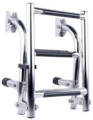 Échelle de Bateau Pliable Accessoire Yacht 2+1 Marches | Échelle d'embarquement pour quai pour sports nautiques nageurs plongeurs plaisanciers maison de lac embarquement à quai
