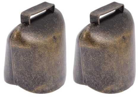 EXAOMBLE Campanelli per Bovini in Ferro Oro 2 Pezzi Campane Grandi Portatili Aspetto Retrò per Decorazione e Allevamento al Pascolo