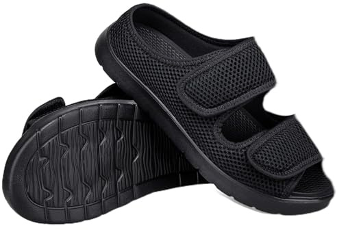 Gaatpot Chaussons Orthopédique Hommes Femmes Ouvert avec Réglables | Pantoufles Diabétiques, Sandales de Rééducation Edema Swollen, Respirable Scratch